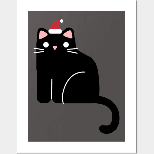 Christmas cat with a Santa hat Posters and Art